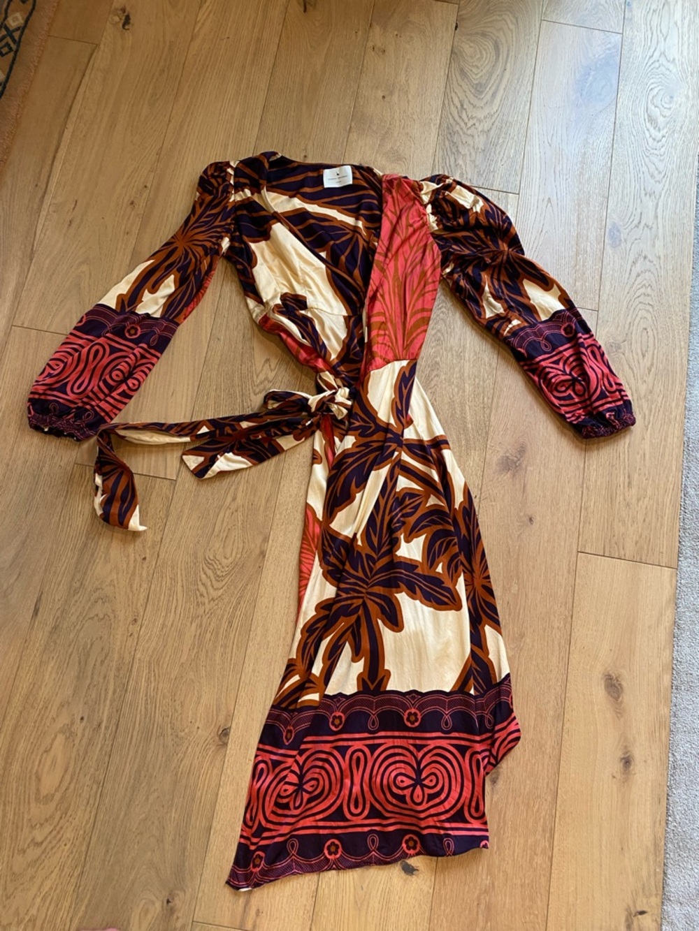 Anthropologie EUGENIA FERNANDEZ Long-Sleeve Floral Wrap Midi Dress - Picture 4 of 7